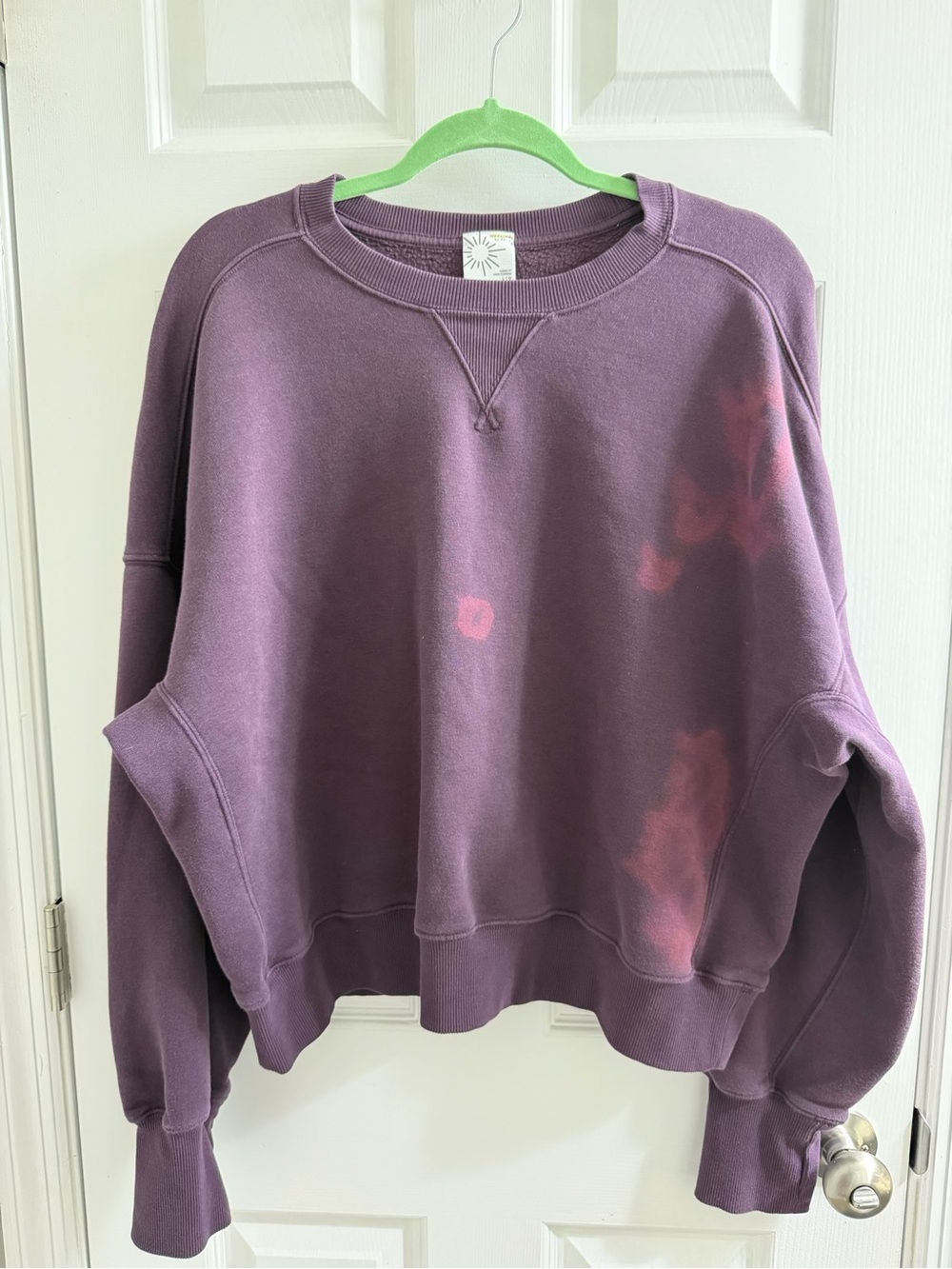 Offline Aerie Purple Crewneck Sweatshirt with Subtle Tie-Dye Large L